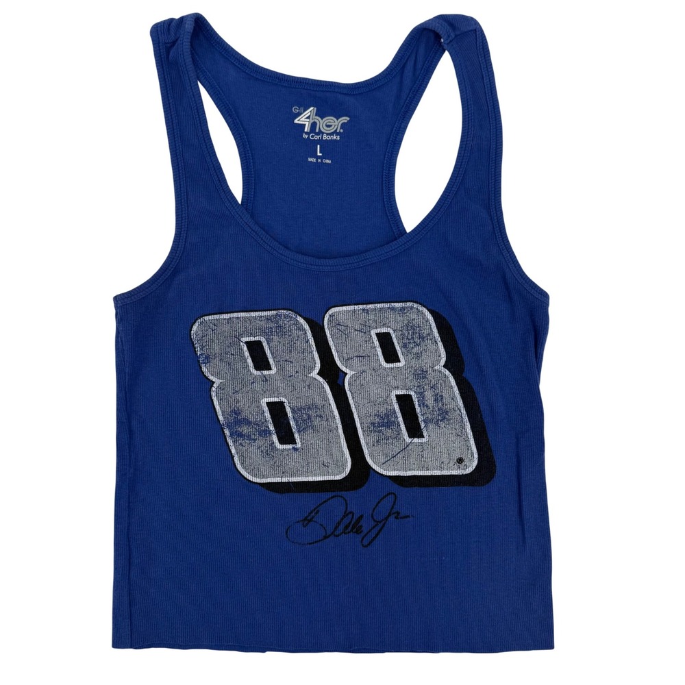 Y2K Dale Earnhardt Jr Racerback Cropped Tank Top‎ Blue 88 4Her Size Large